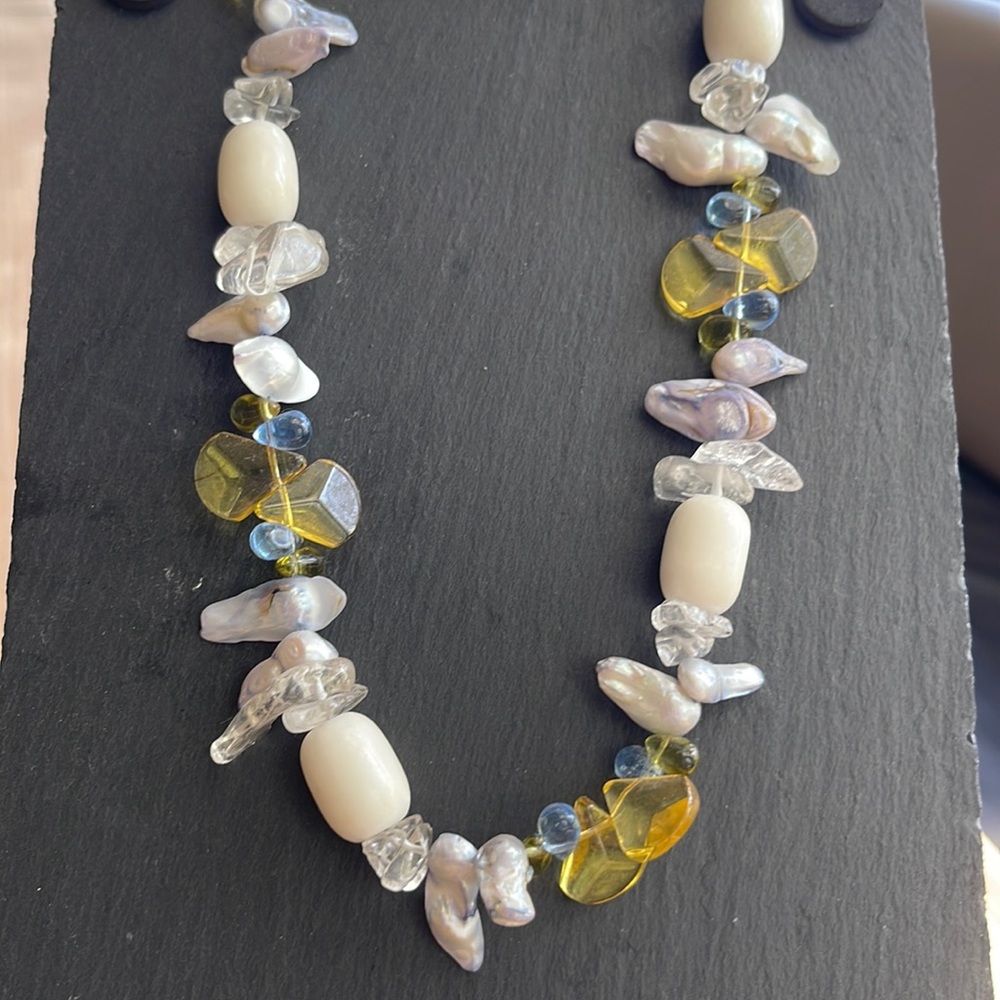 Gorgeous multi-color (blue, topaz and white) necklace